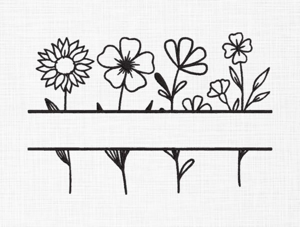 Flowers Monogram Embroidery Design - 5 Sizes