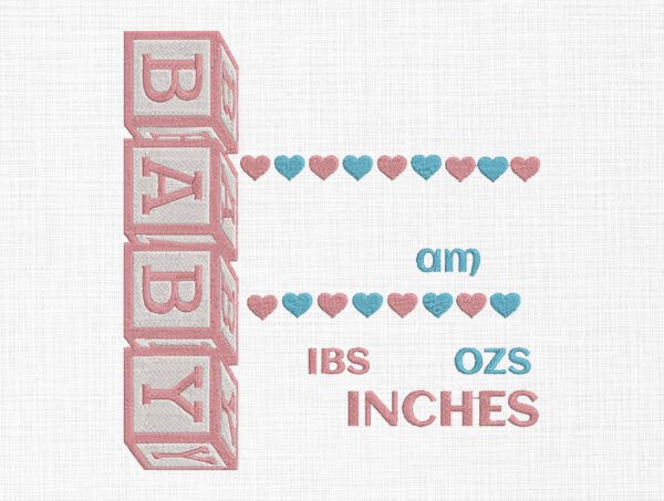 Baby Birth Template Embroidery Design- 5 Sizes - Image 2