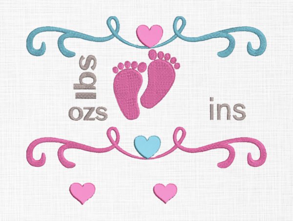 Baby Birth Template Embroidery Design- 5 Sizes - Image 2