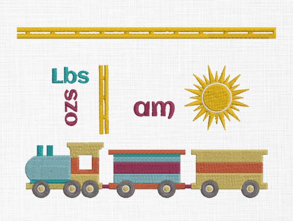 Baby Birth Train Template Embroidery Design- 5 Sizes - Image 2