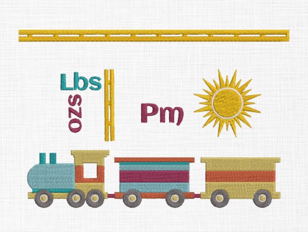 Baby Birth Train Template Embroidery Design- 5 Sizes - Image 3