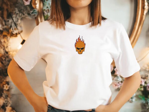 Flaming Skull Embroidery Design - 5 Sizes - Image 2