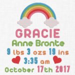 Baby Birth Announcement Rainbow Template Embroidery - 4 Sizes