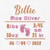 Baby Birth Announcement Template Embroidery - 4 Sizes