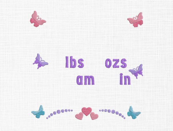 Baby Birth Announcement Butterfly Template Embroidery - 4 Sizes - Image 3
