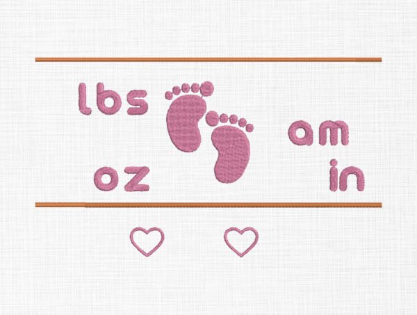 Baby Birth Announcement Template Embroidery - 4 Sizes - Image 2