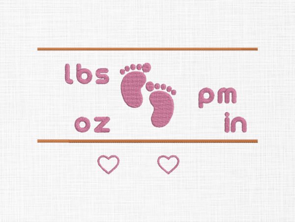 Baby Birth Announcement Template Embroidery - 4 Sizes - Image 3