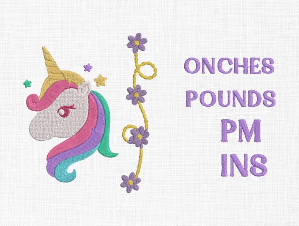 Baby Birth Unicorn Template Embroidery Design - 5 Sizes - Image 3