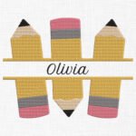Pencils Monogram Embroidery Design - 5 Sizes