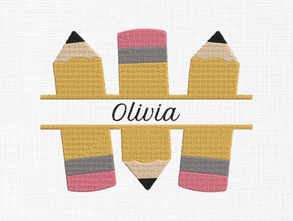 Pencils Monogram Embroidery Design - 5 Sizes