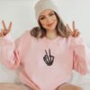 Skull Peace Sign Hand Embroidery Design - 5 Sizes - Image 3