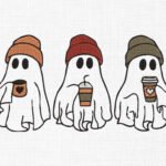 Cute Ghost with Coffee Embroidery Design - 5 Sizes