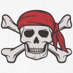 Skull With Bones Embroidery Design - 5 Sizes