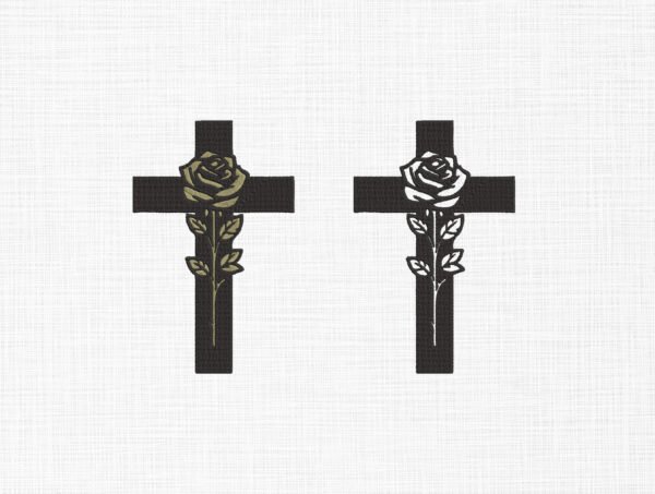 Floral Cross Embroidery Design - 5 Sizes