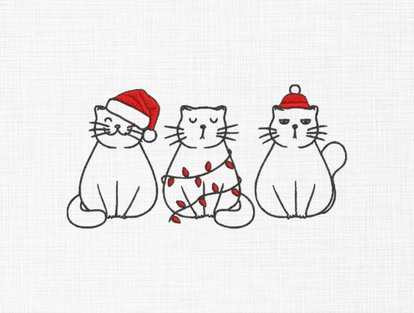 Christmas Cats Embroidery Design - 5 Sizes