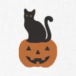 Cat on Pumpkin Embroidery Design - 5 Sizes