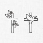 Floral Cross Embroidery Design - 5 Sizes