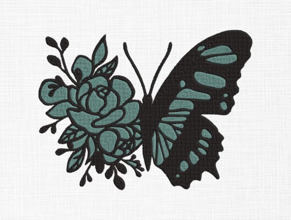 Floral Butterfly Embroidery Design - 5 Sizes