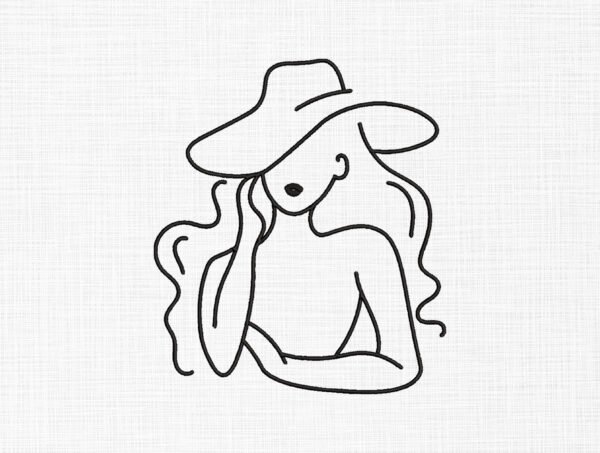 Women Line Art Embroidery Design - 5 Sizes