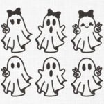 Cute Ghost Bundle Embroidery Design - 5 Sizes