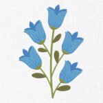 Blue Flowers Embroidery Design - 5 Sizes
