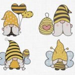 Honey Bee Gnome Embroidery Design - 5 Sizes