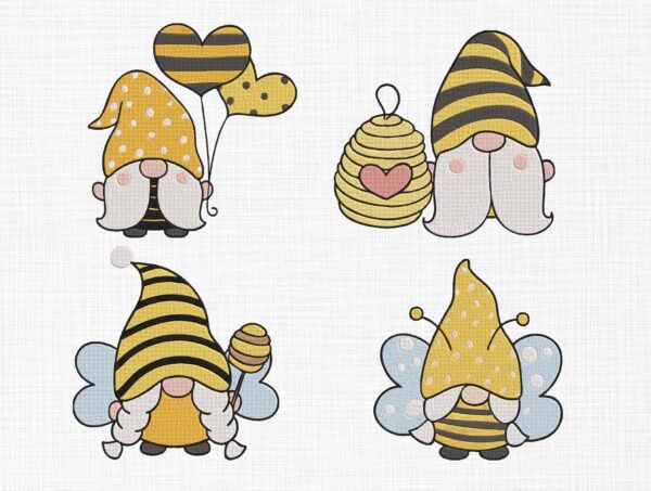 Honey Bee Gnome Embroidery Design - 5 Sizes