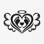 Baby Foots In Hearts Embroidery Design - 5 Sizes