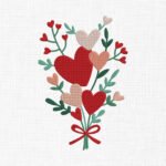 Heart Flowers Bouquet Embroidery Design - 5 Sizes