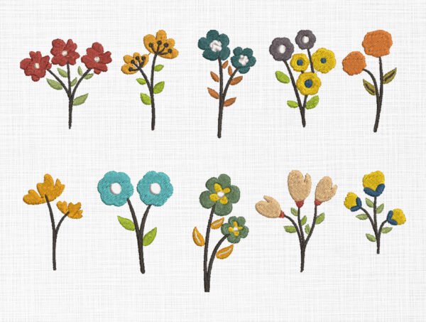 Flowers Bundle Embroidery Design - 5 Sizes