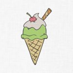 Ice Cream With Cherry Embroidery Design - 5 Sizes