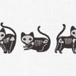 Skeleton Cats Embroidery Design - 5 Sizes