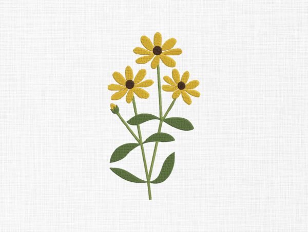 Yellow Flower Embroidery Design - 5 Sizes