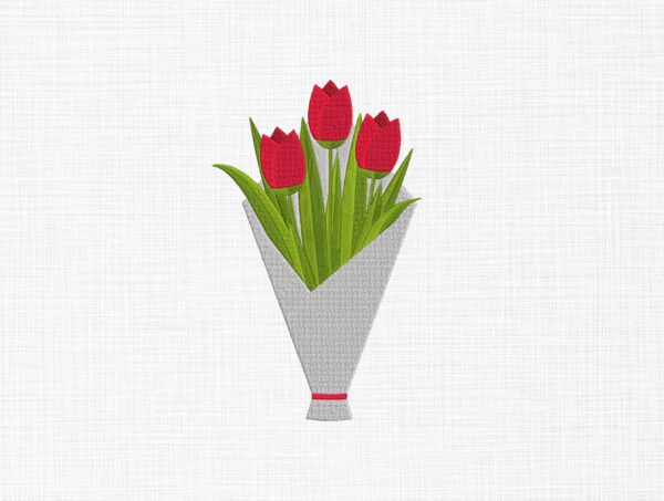 Tulips Bouquet Embroidery Design - 5 Sizes