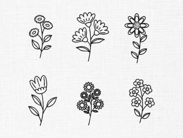 Flowers Bundle Embroidery Design - 5 Sizes