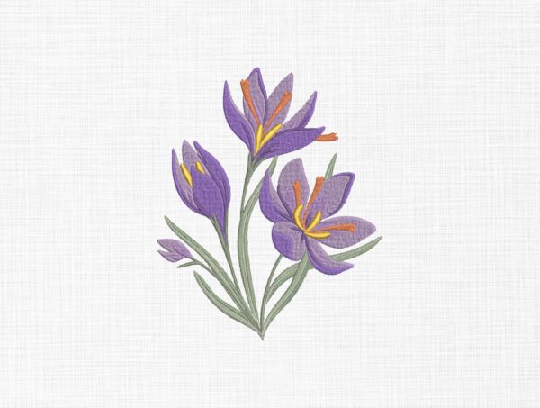 Purple Flowers Embroidery Design - 5 Sizes