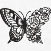 Floral Butterfly Embroidery Design - 4 Sizes