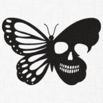 Skull Butterfly Embroidery Design - 5 Sizes