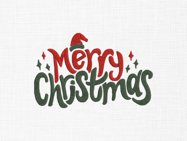 Merry Christmas Embroidery Design - 5 Sizes