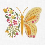Floral Butterfly Embroidery Design - 5 Sizes