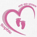 Baby Feet Birth Announcement Template Embroidery Design - 5 Sizes