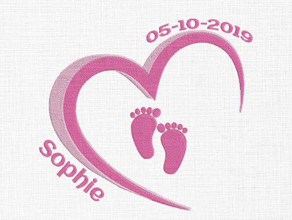 Baby Feet Birth Announcement Template Embroidery Design - 5 Sizes
