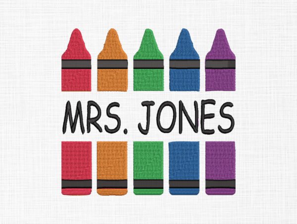 Crayons Monogram Embroidery Design - 5 Sizes