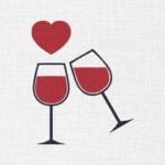 Wine Glasses With Heart Embroidery Design - 5 Sizes