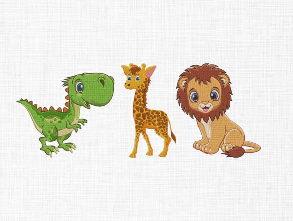 Cute Safari Animals Embroidery Design - 5 Sizes