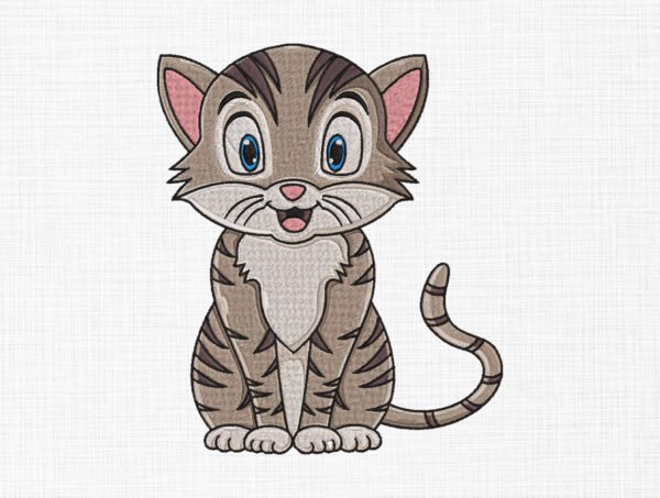 Cute Cat Embroidery Design - 5 Sizes