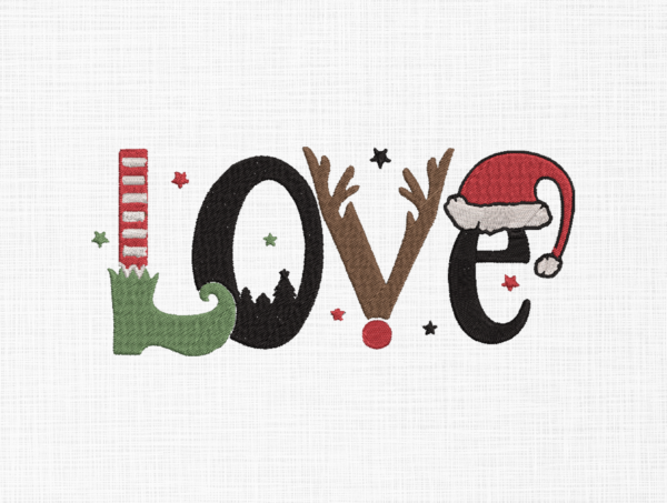 Christmas Love Embroidery Design - 5 Sizes