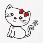 Cute Cat Embroidery Design - 6 Sizes