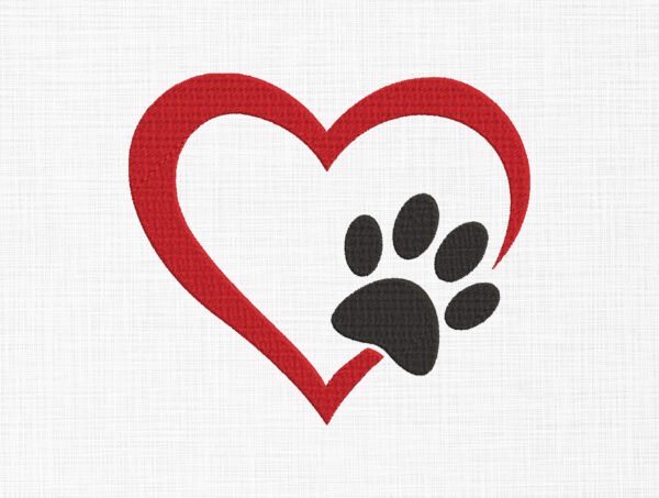 Paw Heart Embroidery Design - 6 Sizes