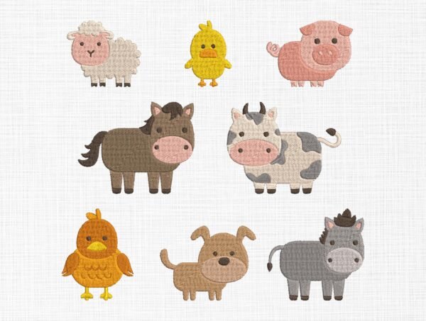Flat Baby Animals Bundle Embroidery Design - 5 Sizes